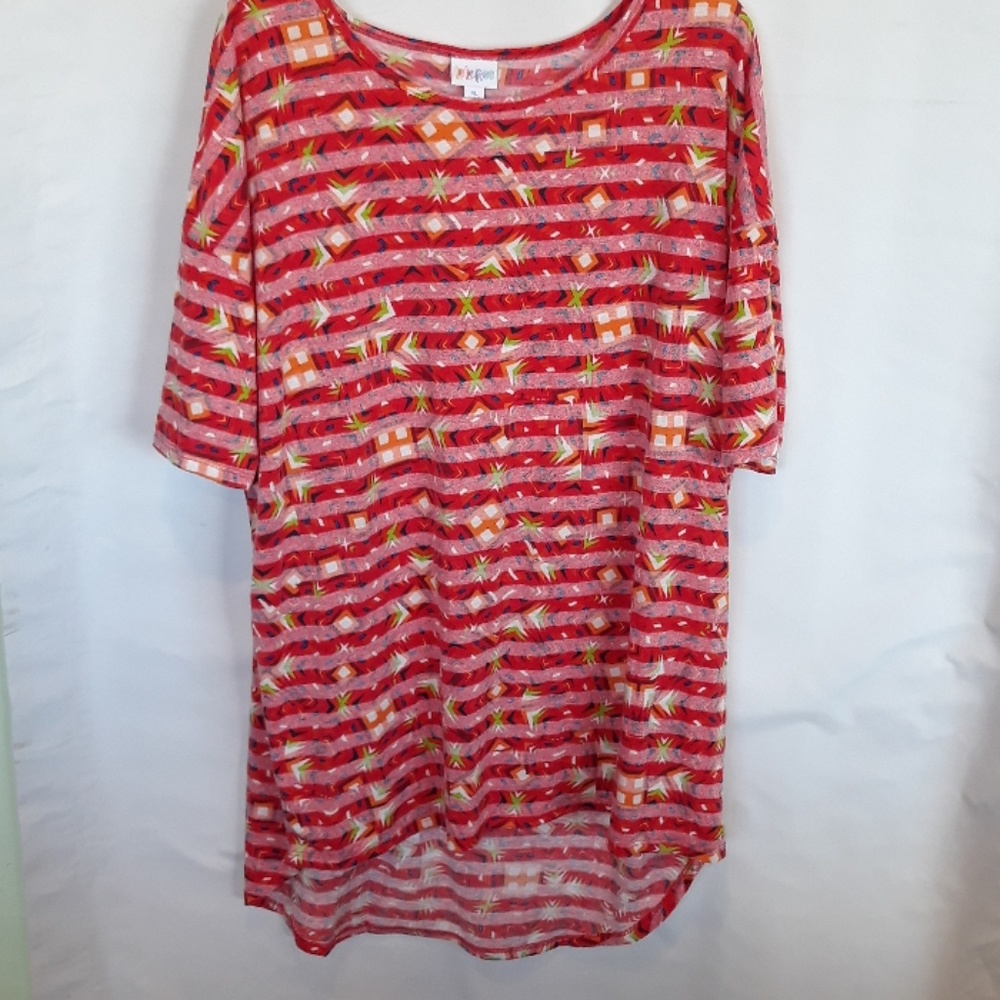 LuLaRoe Red and Yellow Striped Tank Top